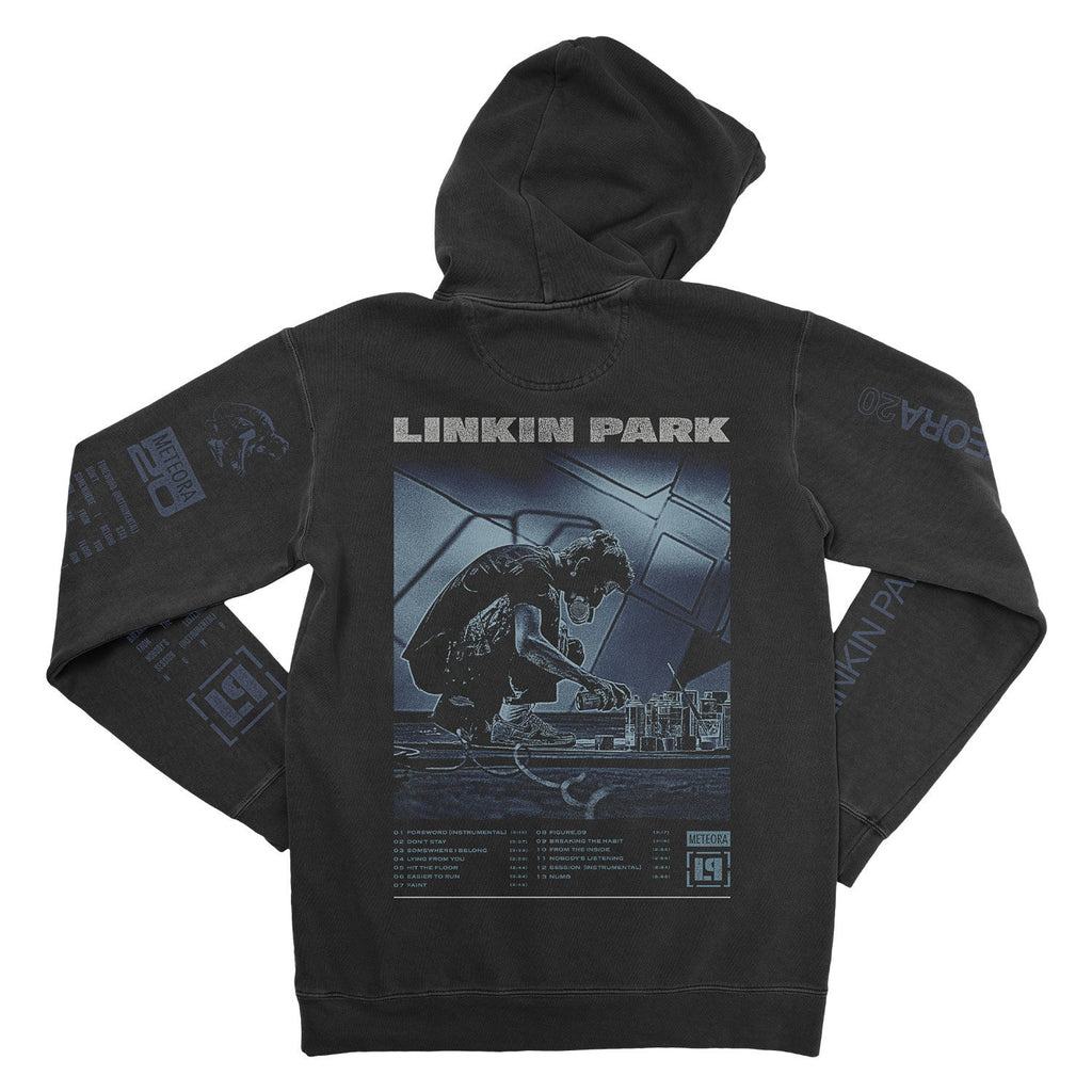 METEORA LOGO TILT WASHED BLACK HOODIE