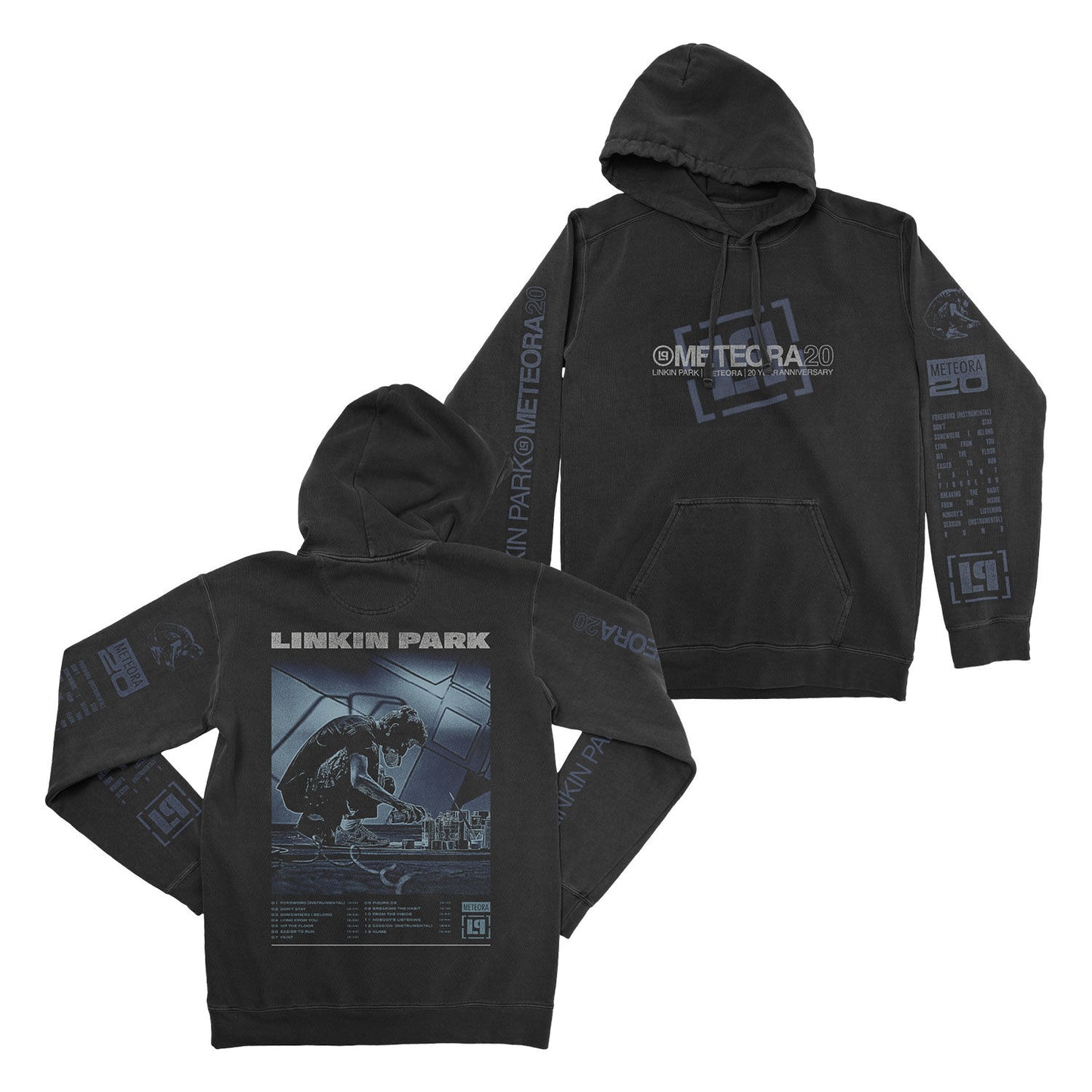 METEORA LOGO TILT WASHED BLACK HOODIE